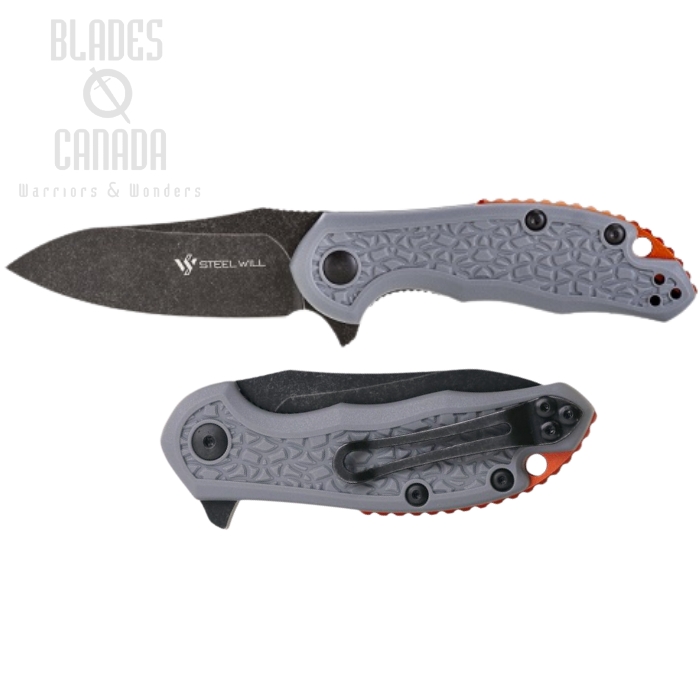 Steel Will Mini Modus Flipper Folding Knife, D2 Black SW, FRN Grey, F25M-19